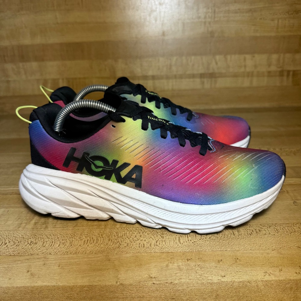 Hoka Rincon 3 Rainbow Gradient Running Shoes Womens 6.5 Black Multi excellent